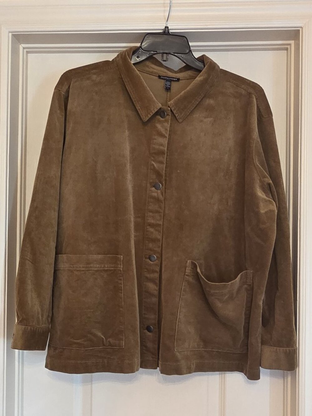 EILEEN FISHER CORDUROY BROWN ORGANIC COTTON JACKET, SIZE 2XL